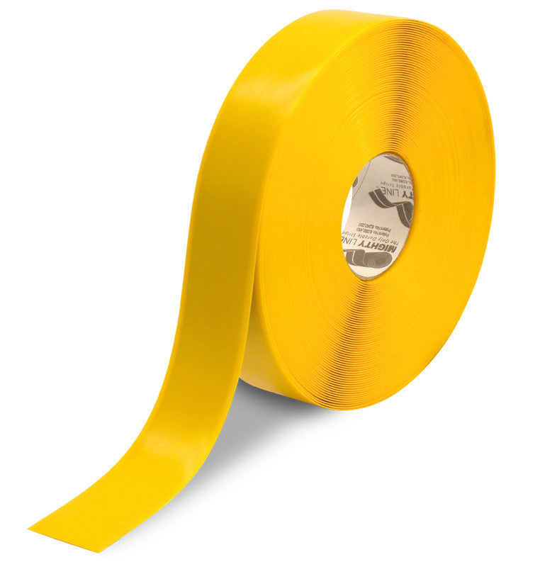 2 inch by 100 foot roll of yellow Mighty Line industrial floor tape