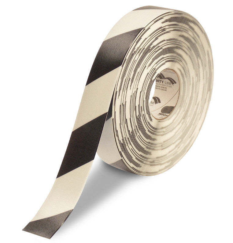 2" White Floor Tape with Black Diagonals - Mighty Line