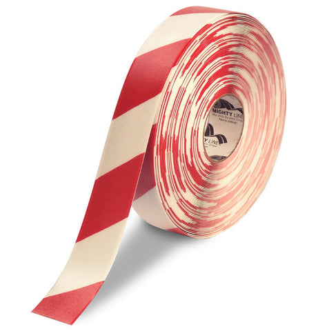 2" White Floor Tape with Red Diagonals - 5s Warehouse