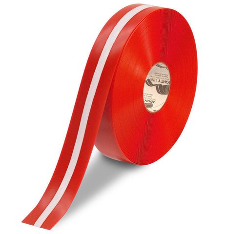 2" Red Tape with White Center Line - 5s Warehouse