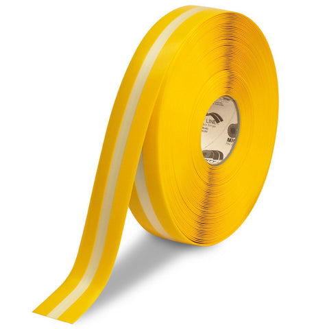 2" Yellow MightyGlow with Luminescent Center Line Safey Tape - 100'  Roll