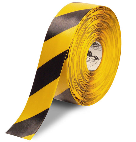 3" Yellow Safety Tape with Black Diagonals - 100'  Roll