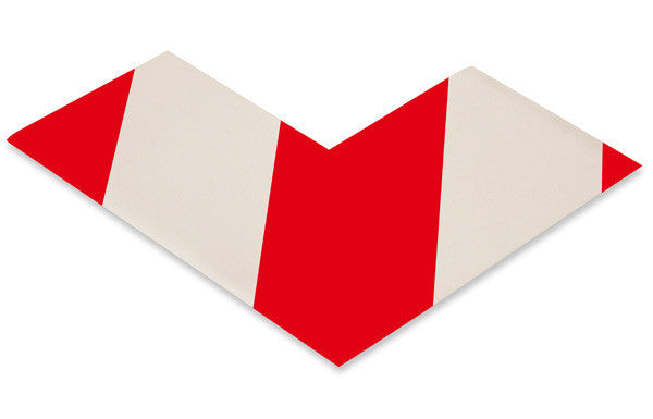 3" Wide Solid White Angle With Red Chevrons - Pack of 100