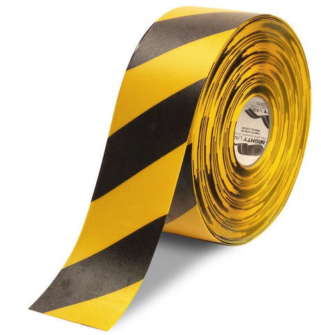 4" Yellow Floor Tape with Black diagonals - 100'  Roll