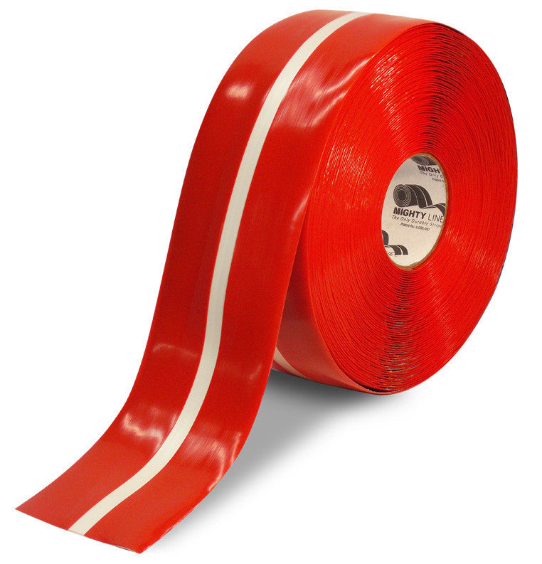4 Red Tape With White Center Line 100 Roll Mighty Safety Floor Tapes Signs And All Your Needs
