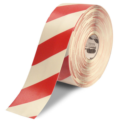 4" White Tape with Red Chevrons - 100'  Roll