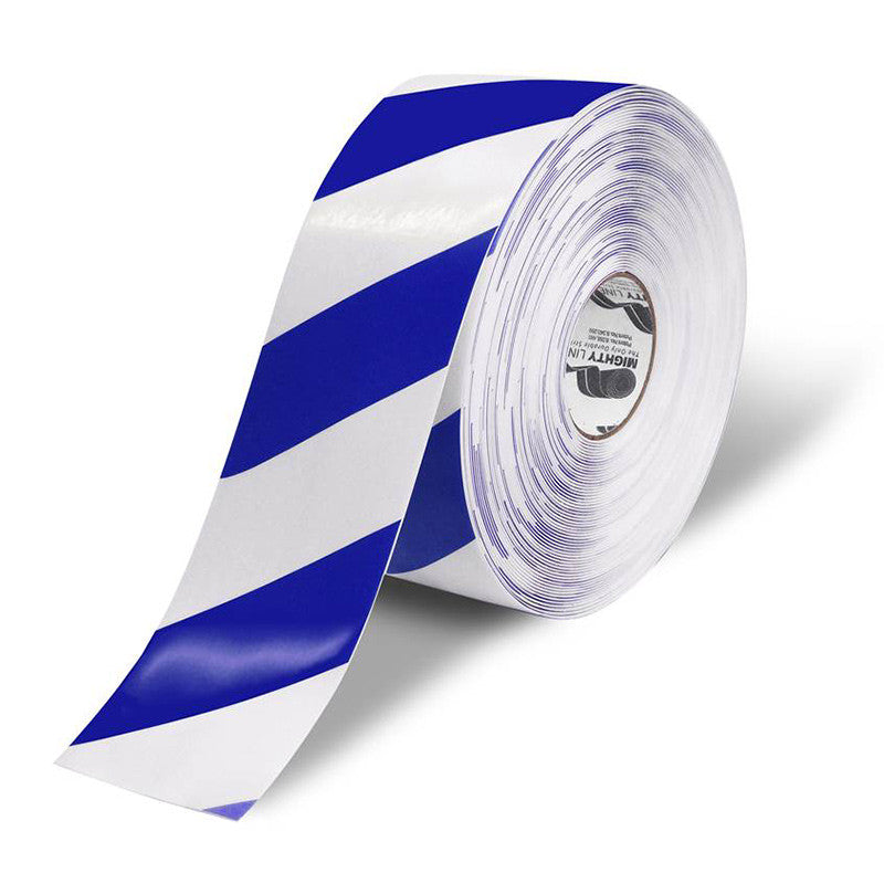 4" White Floor Tape with Blue Diagonals - 5s Warehouse
