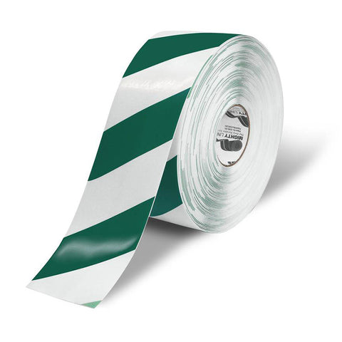 4" White Floor Tape with Green Diagonals - 5s Warehouse