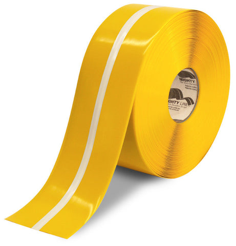 4" Yellow MightyGlow with Luminescent Center Line Safety Tape- 100'  Roll