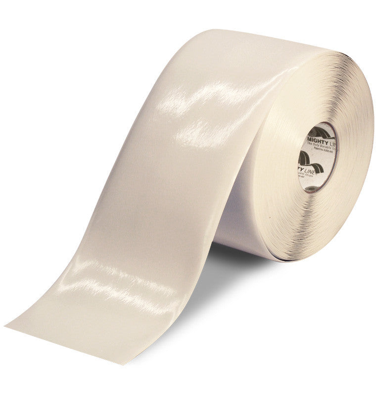 6 Inch White 5S Floor Tape - Mighty Line - 100 Foot Roll