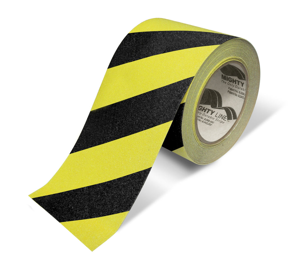 4" Yellow With Black Chevrons Anti-Slip Floor Tape - 60' Roll