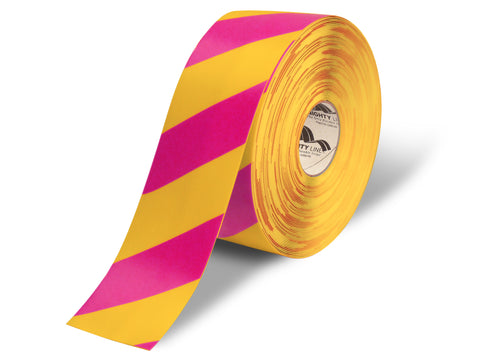 4" Yellow Floor Tape with Magenta Diagonals - 100'  Roll