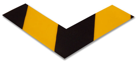 2" Wide Solid Yellow Floor Marking Angle With Black Chevrons - Pack of 25
